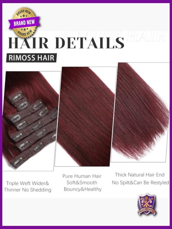 22 Inch Clip In Human Hair Extensions Straight 7 Piece Set main image 5